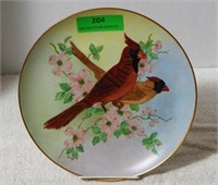 Hand-painted Cardinal plate by Joni of