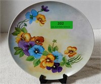Hand-painted multicolor flower plate by Joni of