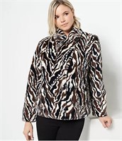 Dennis Basso Printed Faux Fur Notched