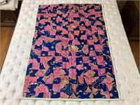 Handmade Quilt #5 Royal Blue Baroque-Paisley