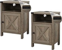 Farmhouse Nightstand Set Of 2 With Charging