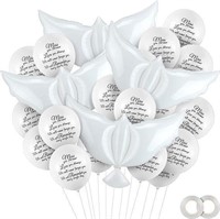 36pc White Memorial Balloons w/ 4pc Dove Balloons