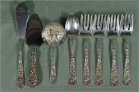 7pcs. Stieff Rose pattern: 4 forks, 2 spoons, mast