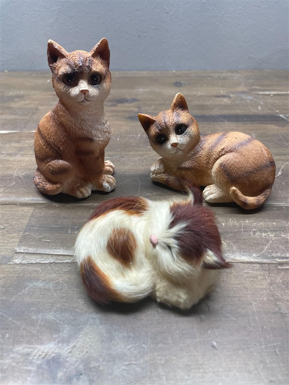 Lot of 3 Cats One Fuzzy One with Chipped Ear