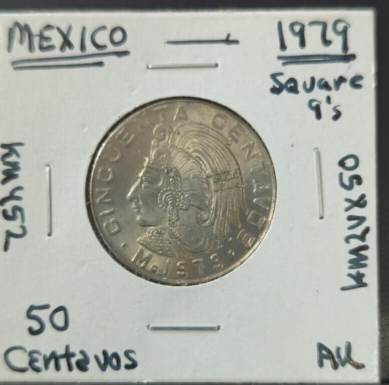 AU 1979 Mexico 50 centavos square nines