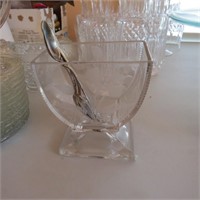 Vintage Glass Spooner with Spoons
