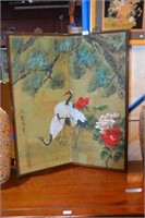 Japanese painted 2 fold screen,