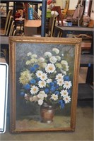 Framed Oil Painting of Flowers