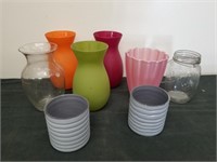 Large group of glass vases