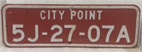 City Point Fire Truck License Plate