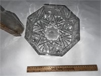 Libbey Large Footed Crystal Octagonal Bowl