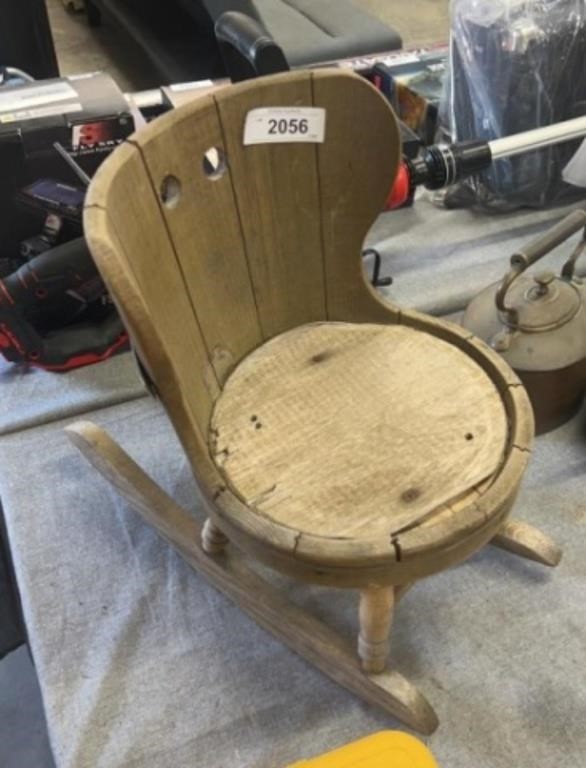Antique wood, baby rocking chair