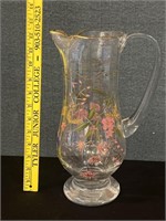 Vintage Hand Blown Crystal Glass Pitcher