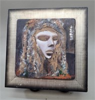 Expressionist Portrait Mixed Media on Tile