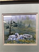 Janet Garnhum Framed Original Watercolor Signed "