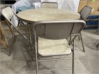 Round card table & 4 chairs