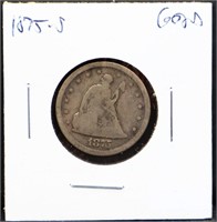 1875S seated liberty 20 cent coin