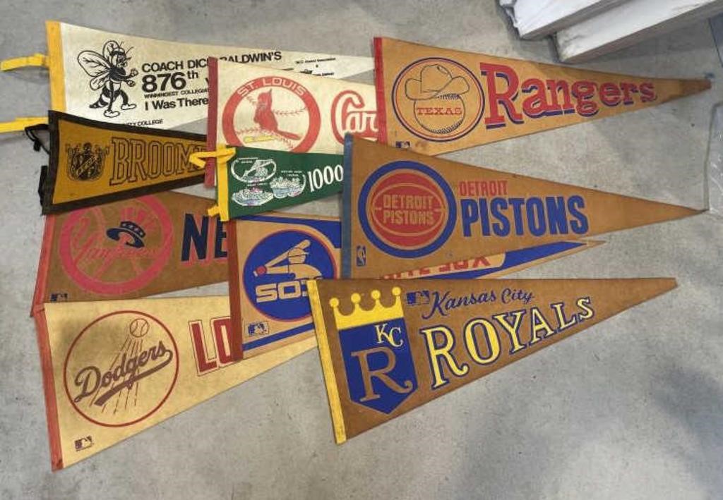 9 vintage pennants - Yankees, broom community