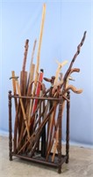 Walking Stick Stand w/ Collection of Walking Stick
