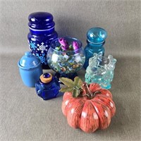 Decorative Glass Jar Collwction w/Candle Holder &