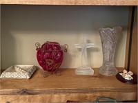 Miscellaneous Shelf Decorations - Cross, Vases,