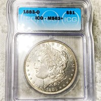 1883-O Morgan Silver Dollar ICG - MS63+