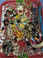 Tray Lot costume jewelry. Preview a must