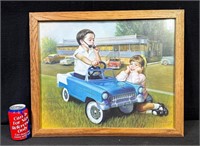 David Lindsley Little Boy in Toy Car at Diner