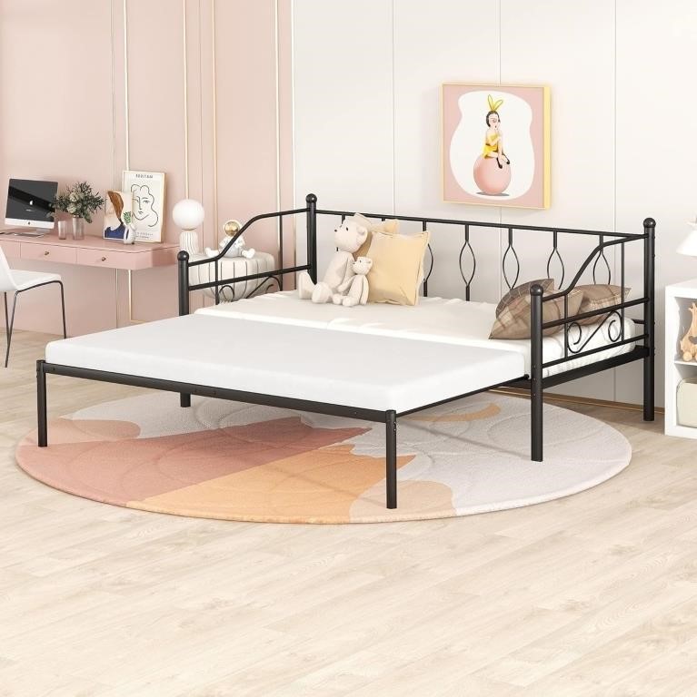 Twin Size Metal Daybed with Trundle