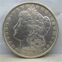 1878 Morgan silver dollar.