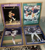 4 framed sports posters