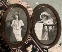 Pair of old oval framed photos
