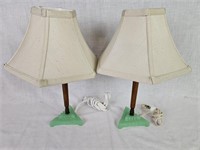Pair Jadite & Bakelite Table Lamps