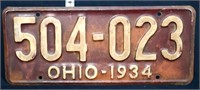 1934 Ohio license plate