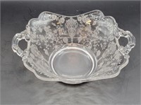 Cambridge Rose Point Clear Handled Bowl 6½"L 5"W