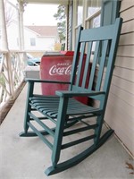 Green Wooden Rocker With Large Slats