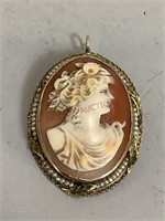 Antique Cameo Pin/Pendant Lined with Pearls