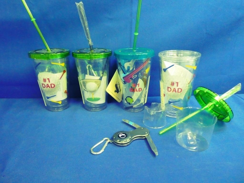 (4) Insulated Cups With Knives