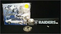 (3) Metal Signs- Raiders, Camaro, SS 350