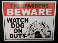 Trespassers Beware Sign 16"×12.5"