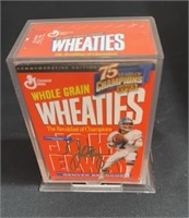 Collector box of whole green Wheaties with John