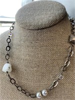 Sterling Silver Necklace w/ Glass & Stone Beads