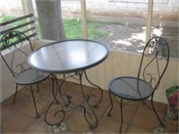 Metal outdoor chairs and table set