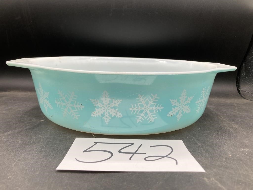 Vintage Pyrex Turq. Snowflake 045 Casserole