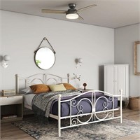 (Full) Metal Bed Frame - Vintage Design (White)