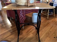 WROUGHT IRON AND WOOD TABLE