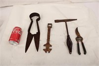4 Vintage Hand Tools, Rusty