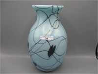 Fenton / Barber 11" blue Hanging Heart vase