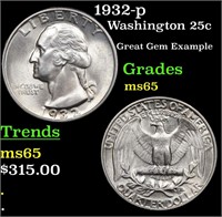 1932-p Washington 25c Grades GEM Unc