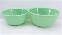 Two Fire King Jadeite Green Mixing Bowls